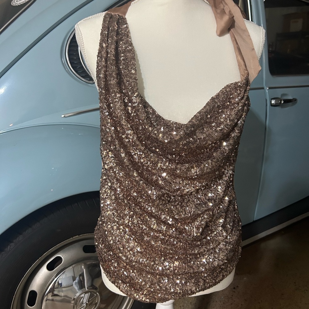 Ann Taylor Tan and Cream Blouse